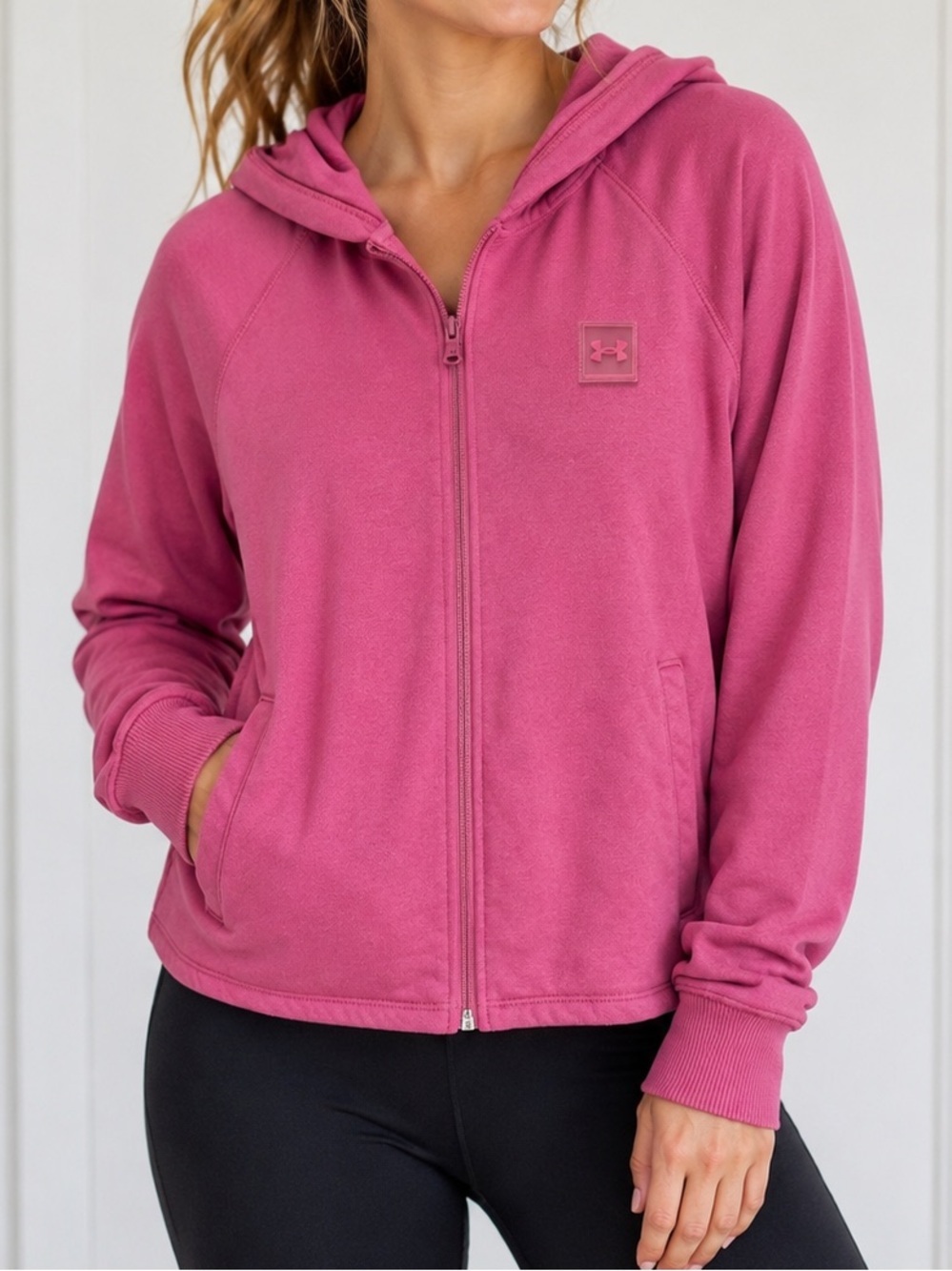 Under Armour Pink Full Zip Hoodie Sweatshirt Berry Rose Size Medium